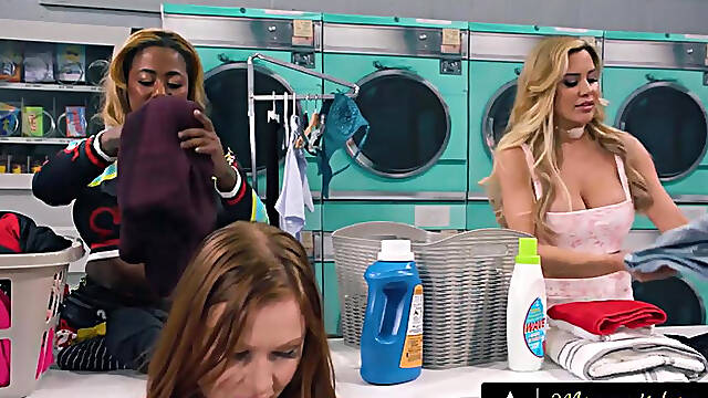 Bored Milf Dee Williams & Her Besties Reverse Gangbang Ginger Boy in Public