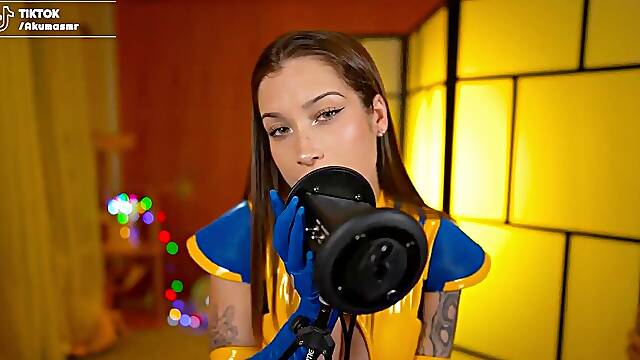 Big-Tits ASMR Lesbian Licking Frenzy: Akumas 3Dio Ear Licking Triggers