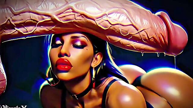 Large Titties And Booty Black Goddesses - White Dick Worship: Darksome ASMR & Extraordinary Contrast (4K AI Animated Porn)